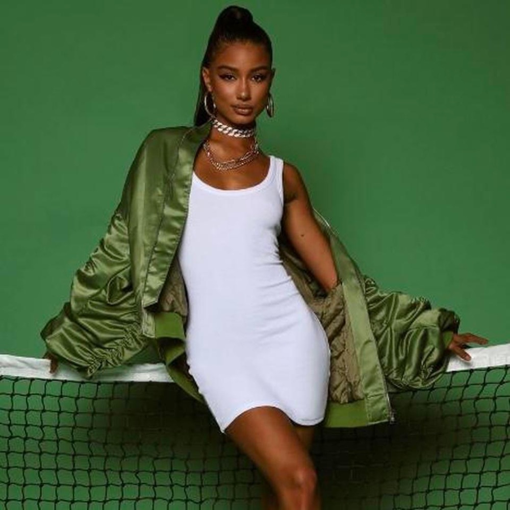 Fashion nova white ribbed bodycon mini dress slip dress